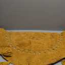 Unique Boho Rug - Half Circle Mat with Crochet Insert Detail & Tassels - 100% Cotton Boho Bathroom Rugs - Decorative Non-Slip Bohemian Rug for Bath & Bedroom - Cute Boho Decor - Yellow Mustard
 20"x32"