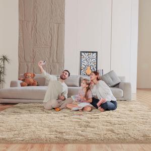 Light Tan 8x10 Area Rugs for Living Room Bedroom, Fluffy Large Rug Soft Shag Non-Slip Carpet for Kids Boys and Girls Room Dorm Home Decor (8ft x 10ft)
