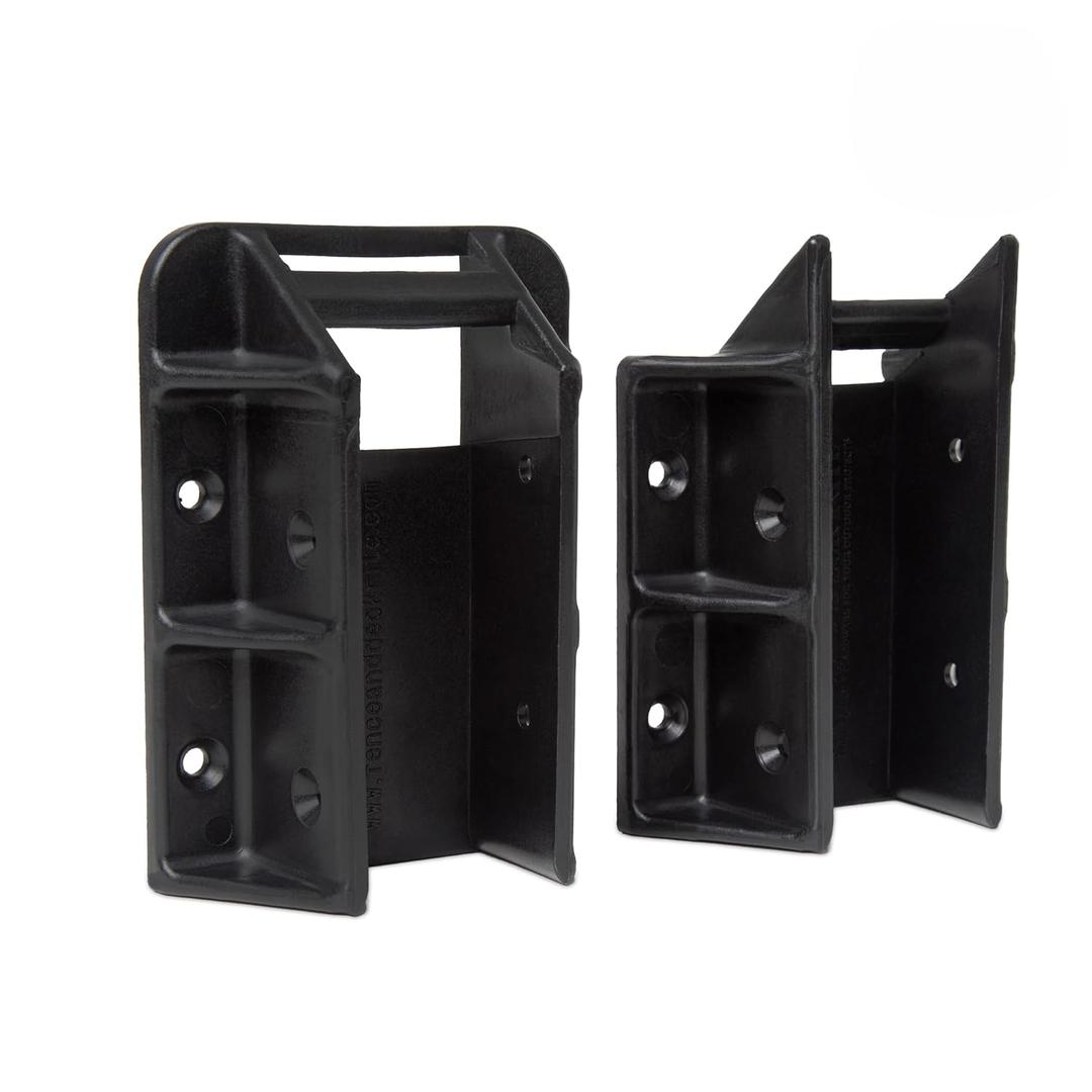 Fence & Deck Rite Stair Railing Hangers for 2x4 (1.5"x3.5") Wood Rails – Deck Stair Railing Hardware for 29-37° Inclines – UV-Protected, Weatherproof Fiberglass-Reinforced Black Polypropylene
