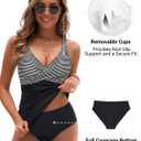 Yonique Tankini Swimsuits for Women Tummy Control Bathing Suits Two Piece Tankini Tops with Bikini Bottoms Twist Swimwear (Black, XXL)