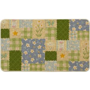Artoid Mode Check Pattern Flowers Floral Spring Doormat,Home Decor Door Mat Low-Profile Switch Rug Floor Mat for Indoor Outdoor 17x29 Inch