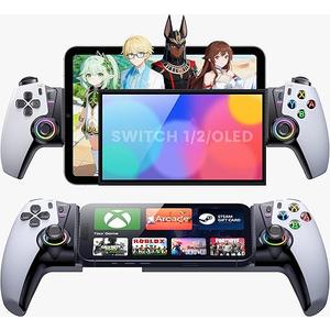 Wireless Phone Controller for iPhone/Android/Switch 1/2/OLED/iPad Mini With Hall Joystick, LED Mobile Gaming Controller for iOS Support Xbox, Steam Link, GeForce Now, Arcade,Call of Duty, Roblox