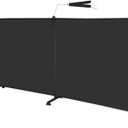 MAYOLIAH Indoor Room Divider 2 Large Panels on Wheels, 142W x 75H Rolling Privacy Screen W/Cover Strip, Portable Wall Divider for Home Office Partition, Black