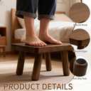 2 Pack 6.3'' Tall Wooden Step Stools, Hold Up to 400 LBS | Wooden Bed Step Ladder with 4 Non-Slip Stepping Feet, Solid One Stepping Stools for Living Room, Kitchen and Bedroom, Brown