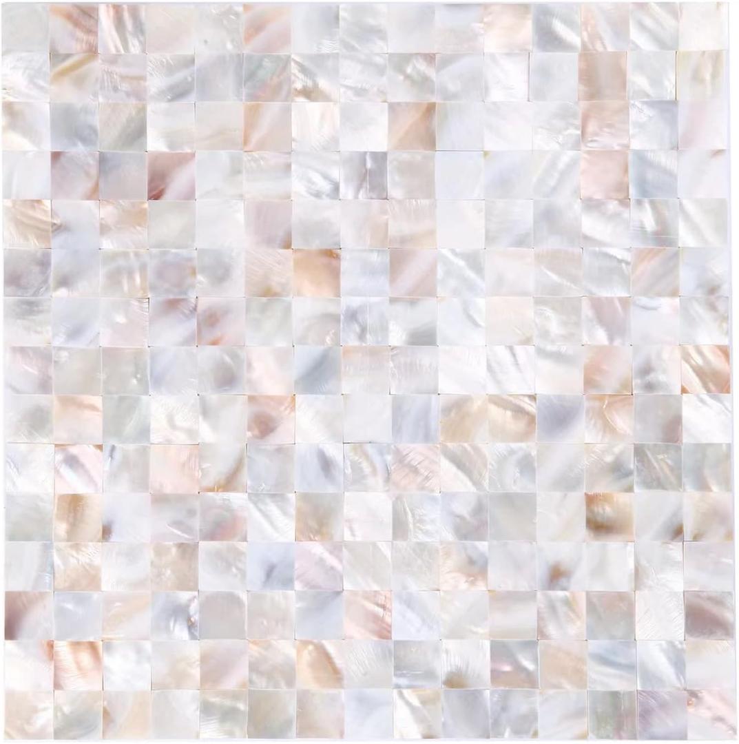 10 - Sheet Pearl Shells Tile Peel and Stick Backsplash, Self Adhesive Wall Tile for Kitchen, Bathroom, Bedroom (11.8"X11.8", Colorful Nature)