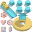 5 PCS Cake Pop Mold Set with 7.87-inch Tray, Heart Square Cloud Oval Round 3D Printed Cake Pop Cutter and Pusher, Baking Molds for Home Baking, Birthday Parties, Wedding Desserts