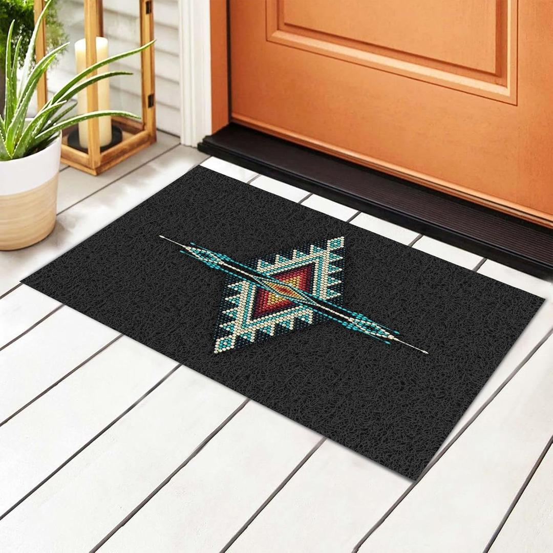 Welcome Doormat Native Southwest American Indian Aztec Navajo Indoor Outdoor Entrance Door Mat Bath Rug Patio Garage Garden Kitchen Door Mats Porch Mats Home Decor 20x32 Inches