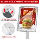Heavy Duty Standing Sign Holder 8.5x11 Inch - Pedestal Floor Sign Stand with Weighted Base - Vertical & Horizontal View Poster/Menu Holder for Indoor/Outdoor Business Store Advertising, Silver