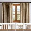 Lootkell Deep Walnut Wood Curtain Rods for Windows 66 to 120 1" Diameter Heavy Duty Window Curtain Rod Adjustable with Handmade Wood Grain Design for Living Room Bedroom Kitchen Farmhouse Outdoor