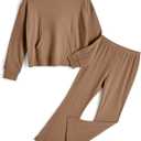 Girls' Clothing Sets 2 Piece Hoodie Long Sleeve Shirts Bell Bottom Cute 2025 Spring Outfits Sweatsuits