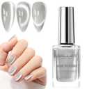 GELLEN Quick Dry Cat Eye Nail Polish, Magnetic Silver Fingernail Polish, Fast Drying Glitter Holographic Nail Polish Non Gel with Magnet Tool, DIY Salon Home, 0.51 Fl.oz (Liquid Galaxy)