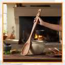 FillTouch 24 Inch Large Wooden Spoon for Cooking, Acacia Natural Wood Corner Spoon with Long Handle, Versatile Wood Spoons for Stirring, Flipping, Serving, Scraping