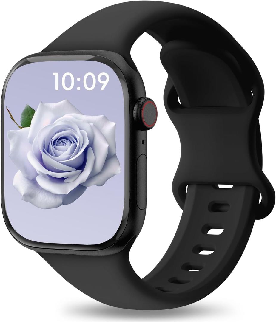 3 x Patenting Sport Silicone Band Compatible with Apple Watch Bands 40mm 38mm 41mm 42mm 44mm 45mm 46mm 49mm Women Men, Waterproof Soft Wrist Strap for iWatch Series 11 10 9 8 7 6 5 4 3 2 1 SE Ultra 2 3 (Black)