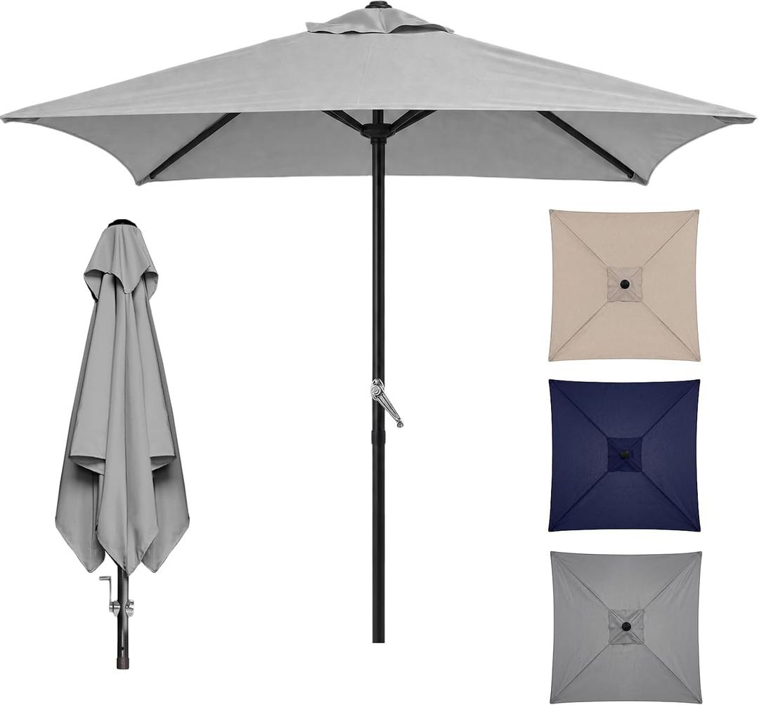 TOPSAIL 4.9ft Mini Square Patio Umbrella, Fade Resistant Outdoor Table Umbrella with Crank Lift, UV 50+ Waterproof, Small Umbrella for Deck, Balcony, Garden, Backyard & Market