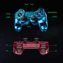Burcica Wireless Controller for PS-2 Play 2 Double Vibration 2 - Clear/Green and Clear/Purple