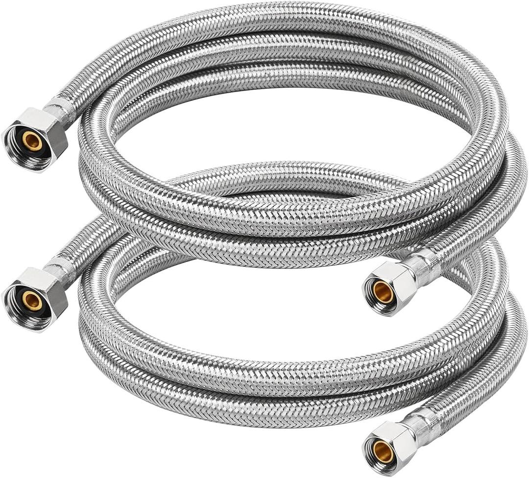 60" Faucet Supply Line, 3/8 inch Comp x 1/2 inch FIP Faucet Connector, Braided Stainless Steel Faucet Hose for Bathroom Sink and Kitchen, Leak-Resistant cUPC Certified Water Supply Line, 2 Pack