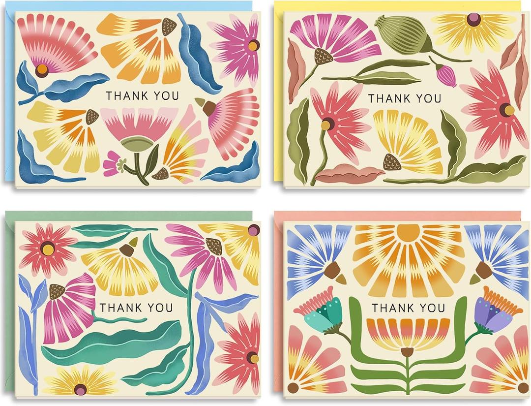 Thank You Cards with Envelopes, 32 Pack Blank Greeting Cards, Bulk Stationary Set For for Birthday, Wedding, Baby Shower, Graduation, Bridal Shower, Business