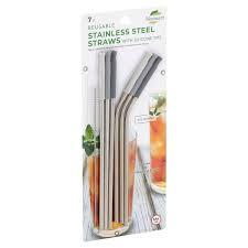 Biosmart Reusable With Silicone Tips Stainless Steel Straws & 
Core Home Steak Knives, 6 pc 
