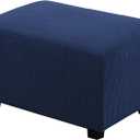 H.VERSAILTEX Ottoman Cover Slipcover Rectangle Fit Length 29"-34" Footrest Sofa Slipcovers Stool Cover Footstool Protector Covers Feature Stretch Thick Soft Jacquard Fabric Removable Washable - Navy