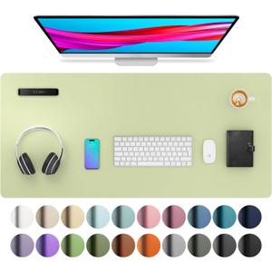 Aothia Leather Desk Pad Protector, Mouse Pad, Office Desk Mat, Non-Slip PU Leather Desk Blotter, Laptop Desk Pad, Waterproof Desk Writing Pad for Office and Home (Grass Green, 36" x 17")