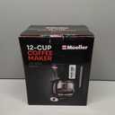 Mueller 12-Cup Drip Coffee Maker - Borosilicate Carafe, Auto-Off, Reusable Filter, Anti-Drip, Keep-Warm Function, Clear Water Level Window Coffee Machine, Kitchen Essentials & Accessories (Black)