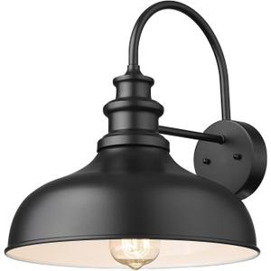 Bestshared Outdoor Farmhouse Barn Lights, Medium Outdoor Wall Barn Lighting,11.5 Dome Industrial Wall Sconces, Exterior Wall Lighting Fixture, Porch Wall Lantern (1Pack, Black+White) (11.5 Dome-1Pack, Black+White)