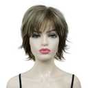 Lydell Short Layered Shaggy Full Synthetic Wig Wigs 12TT26 Brown Highlights