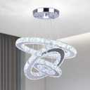 3-Ring Crystal Pendant Light, Adjustable LED, Cool White, 7.9"*11.8"*15.7"