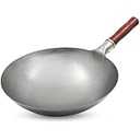 Carbon Steel Wok Traditional Hand Hammered Wok,14 Inch,Round Bottom(Roasted Blue)