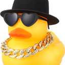 Honoson 6.89 Inches Large Rubber Duck Funny Giant Rubber Duck with Hat and Sunglasses Big Squeaky Duckling Car Ornaments Duckling for Dashboard Decorations Bath Toy(Yellow)