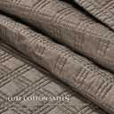 EVERGRACEHOME Cotton Sateen Windowpane Quilt Set Queen Size, Mocha Brown, Full/Queen