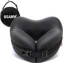 Travel Neck Pillow for Airplane  Vacuum Compressed Memory Foam, Ergonomic Neck Support, Soft & Washable Cover, Travel Accessories for Sleeping in Flight, Car, Train, Office Use (Black)