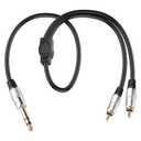 1/4" TRS to 2RCA Cable,6.35mm Male to Dual RCA Female Y Splitter Audio Adapter Cable,6.35mm Stereo Jack to 2 RCA Stereo Audio Cable for Amplifiers,Speakers 1.64 Ft (6.35MM M to 2Rca M)