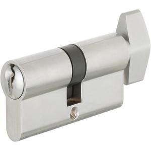 Offset Euro Profile Lock Cylinder with Thumb Turn Fits for Pella Storm Door 2-Bolt Lock, Includes 3 Solid Brass Keys (1, Satin Nickel)
