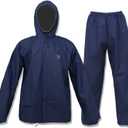 Ultra-Lite Rain Suit for Men Women Waterproof Protective Rain Coat with Pants 2 Pieces Rain Gear (X-Large, Navy)