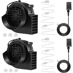 Envanptaz 2-Pack Inflatable Fan Blower Replacement, 12V 1.2A Air Blower for Inflatables with 3 LED Light Strings for Thanksgiving Christmas Halloween Yard Party Holiday Inflatable Decorations