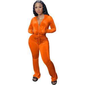 yidengymx Womens 2 Piece Velour Tracksuit Two Piece Outfits for Women Long Sleeve Zip Up Crop Tops Sweatpants Sets Pockets, Medium