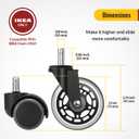 HOLKIE Office Chair Wheels Compatible with 1KEA 10x22mm Transparent ONLY 3 Inch Roller Blade Casters, Computer Gaming Replacement Rubber Wheels-Set of 5 for Hardwood Floors Desk Chair Rolling