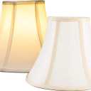 Bell Lamp Shades Set Of 2, Spider Silk Shantung for Table & Floor Lamps, Off White, 8''x16''x11''