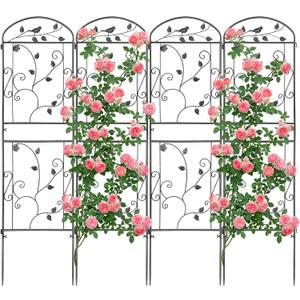 4 Pack Garden Trellis for Climbing Plants, 71 x 20 inch Rustproof Heavy Duty Metal Trellis for Climbing Rose Vine Clematis, Perfect for Premium Patio Decor & Luxury Outdoor Garden Design, Silver Gray