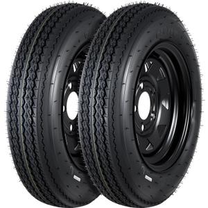 GarveeTech 2-Pack Trailer Tire On Rim 4.80-12 480-12 4.80x12 Trailer Tires and 5 Lug on 4.5 in PCD 12 in Wheels 6PR Black