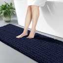 Disolla Navy Blue Bathroom Runner Rug 24x55 Inch - Long Chenille Bath Mat, Extra Soft Shaggy Plush Absorbent Runner, Non-Slip Washable Rug for Tub, Bedside and Kitchen