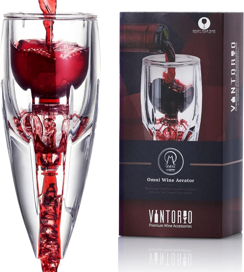 Vintorio  Aerator OMNI Set - Premium Decanter for Red Lovers with Gift Box, Velvet Bag, and Mini Stand - Durable, Crystal Clear Acrylic