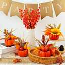 Fall Pumpkin Decor Set Thanksgiving 4 Pack Fake Pumpkins Berry Pine Cone Sunflower Maple Leaves Fall Decor, for Autumn Home Tabletop Centerpieces Kitchen Fireplace Mantel Party Decorations