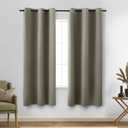 KOUFALL Light Brown Curtains 63 Inch Length,Grommet Blackout Drapes Window Darkening Thermal Insulating Vintage Curtains 63 Inches Long 2 Panel Set for Bedroom Living Room,Taupe
