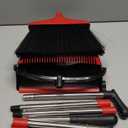 Broom with Dustpan Combo Set 54" Long Handle Adjustable Length Stainless Steel Broomstick Standing Dust Pan and Broom Set for Office Home Kitchen Lobby Floor Cleaning (Red and Black)