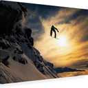 Wrapped Canvas Wall Art - Jakob Sanne 'Sunset Snowboarding' Wall Art for Living Room, Bedroom, or Office Décor - 22x32