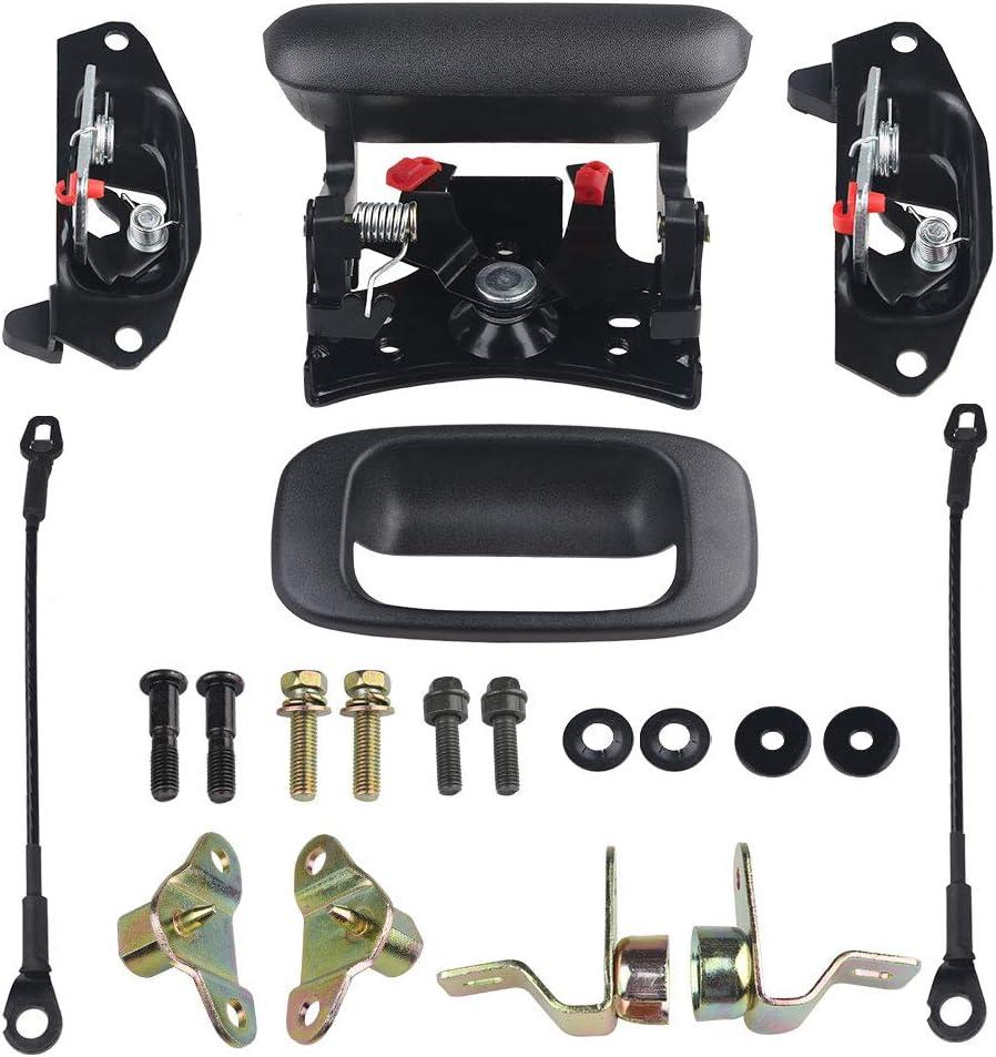 Tailgate Hardware Rebuild Kit Compatible with 1999-2006 Chevy Silverado Fleetside GMC Sierra Pickup. Tailgate Handle Bezel Latch and Cables Rods, OEM 15228539,15997911,15921948, 5921949