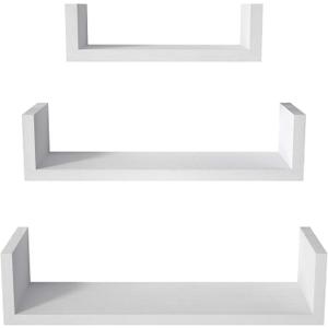 SRIWATANA Floating Shelves Wall Mounted, Solid Wood Wall Shelves, White