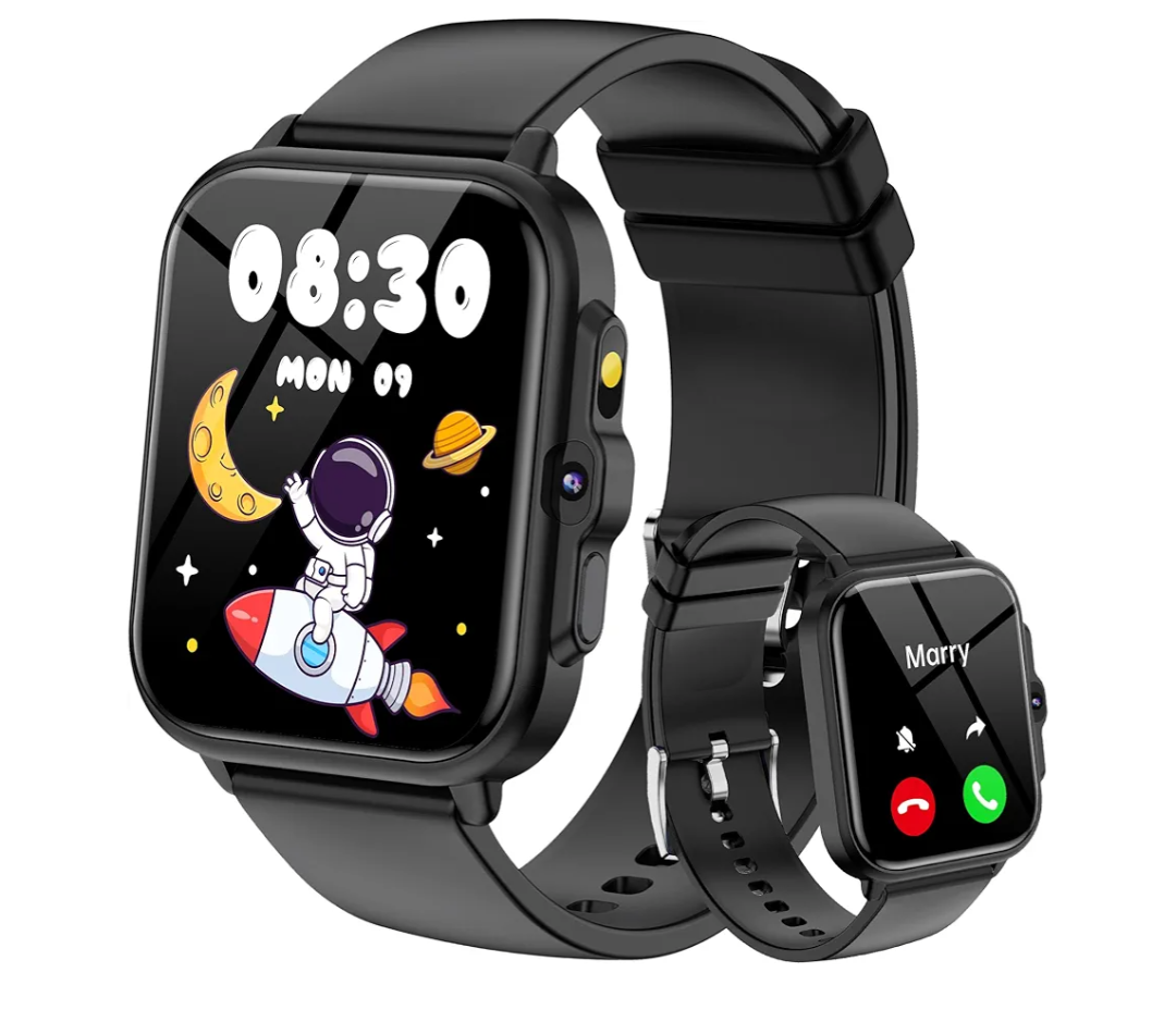 Smart Watch for Kids, 1.85" Fitness Tracker Kid Watch Pedometer, Heart Rate, Sleep Monitor, NO APP/Phone, Alarm Clock, Smartwatches with Video Music, IP68 Waterproof, Puzzle Games, Gift for Girls Boys